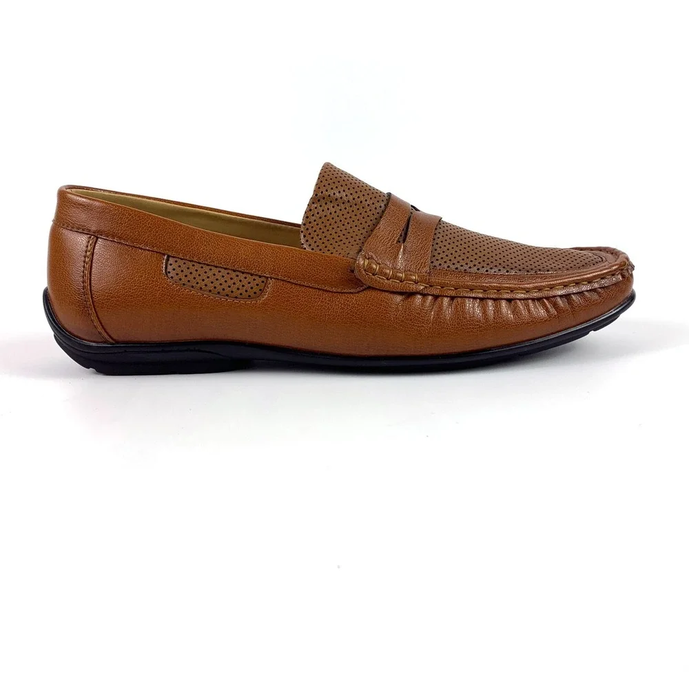 Fortune by Liberty Penny Loafers Mens Sz 11 US 44 Euro Cognac Leather Upper READ